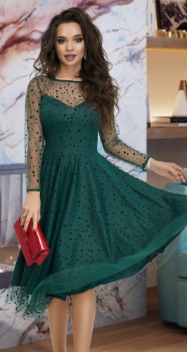 Нарядное платье № 4173 изумрудное