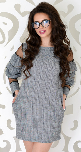 Модное платье в клетку № 35103SN (розница 620 грн.)